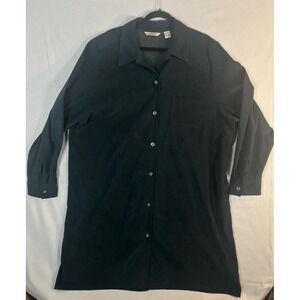 Jenna Lane New York Long Sleeve Button Up Jacket Duster Dress Velvety Green 2xl